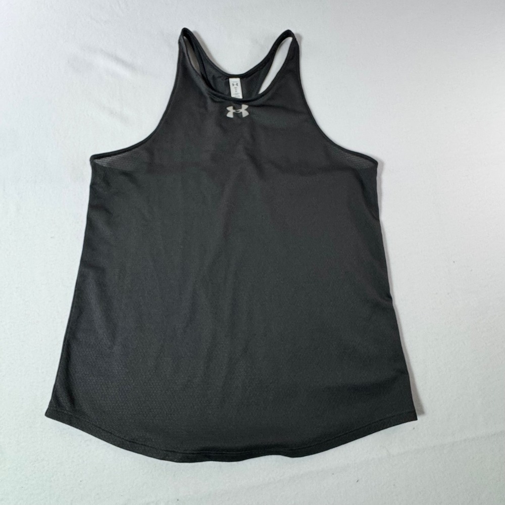 Under Armour Tank Top Medium Black HeatGear Fitted Racerback Mesh Activewear MD